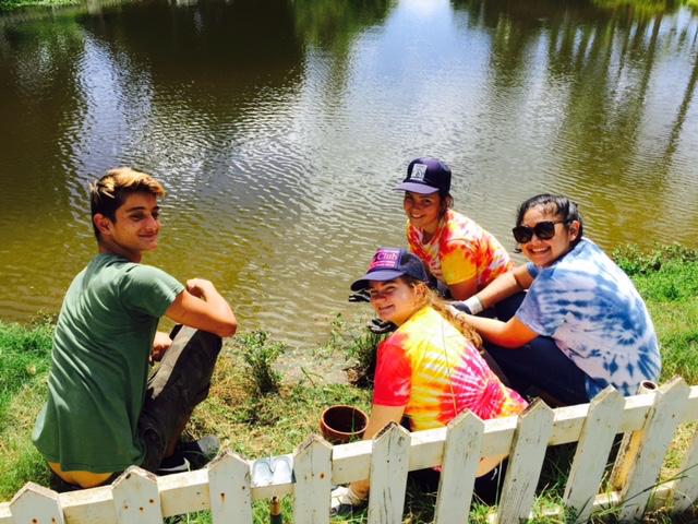 Kamehameha Seniors (left to right: Pohakea St.Clair, Ava Dotson, Mimo Yuen, Callan Medeiros) planting native Hawaiian plants at Liveable Hawaiʻi Kai Hui, Alae ʻUla sanctuary, in Hawaii Kai.