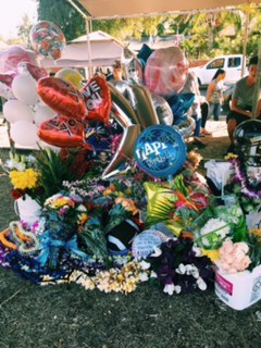 A roadside memorial was  created to honor and celebrate the life of Kaulana Werner, KS 15.