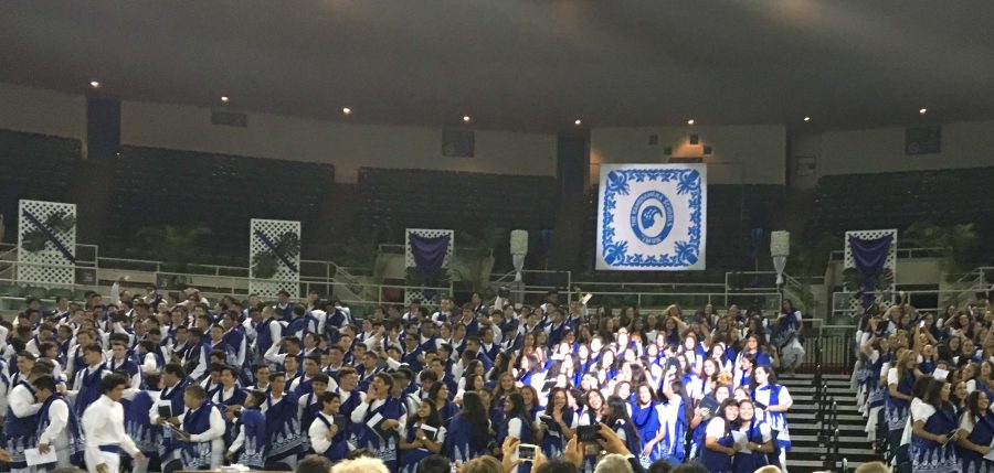 Four hundred forty-four seniors received their KS diplomas this evening.