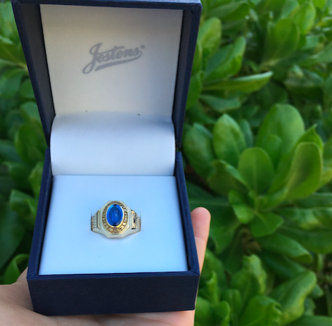 The 2018 class ring designed by Emily Stone and Elia Akaka.