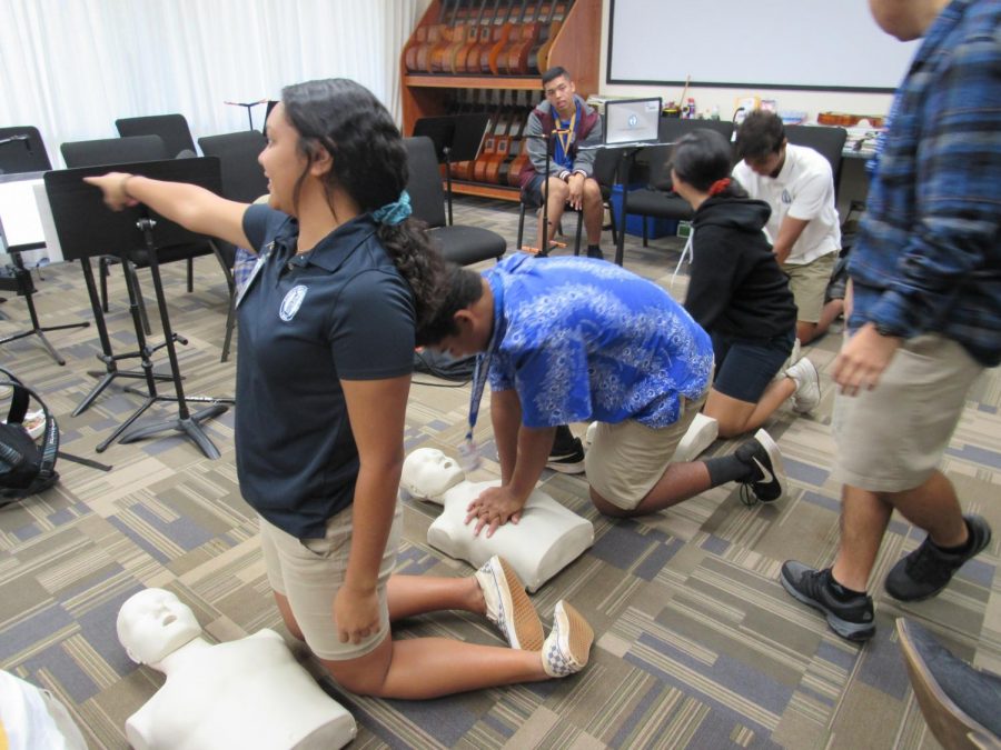 Homeroom students participate in a CPR training to raise awareness and be able to respond for an emergency.