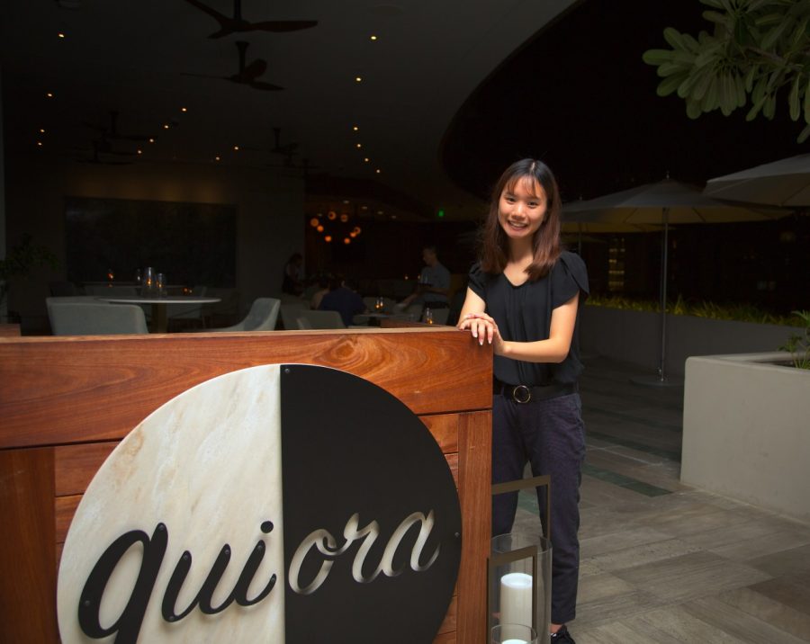 Jade Frank at her job at the Ritz Carlton Hotel in Waikiki.