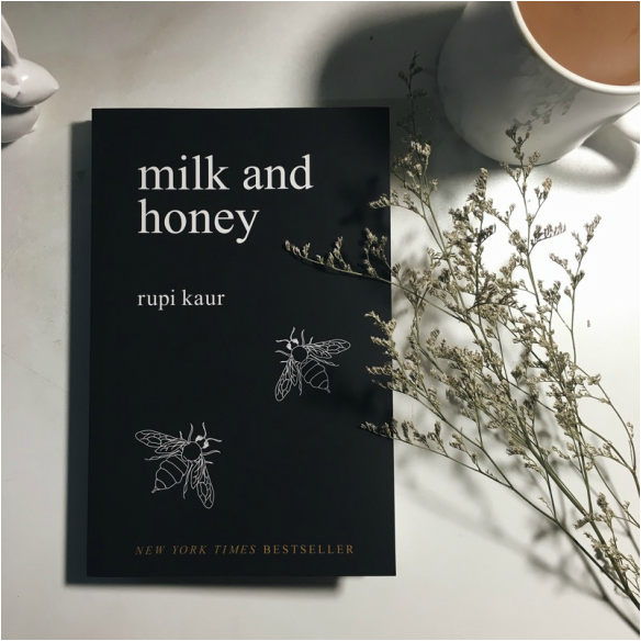 milk and honey, a best selling poetry book by Rupi Kaur.