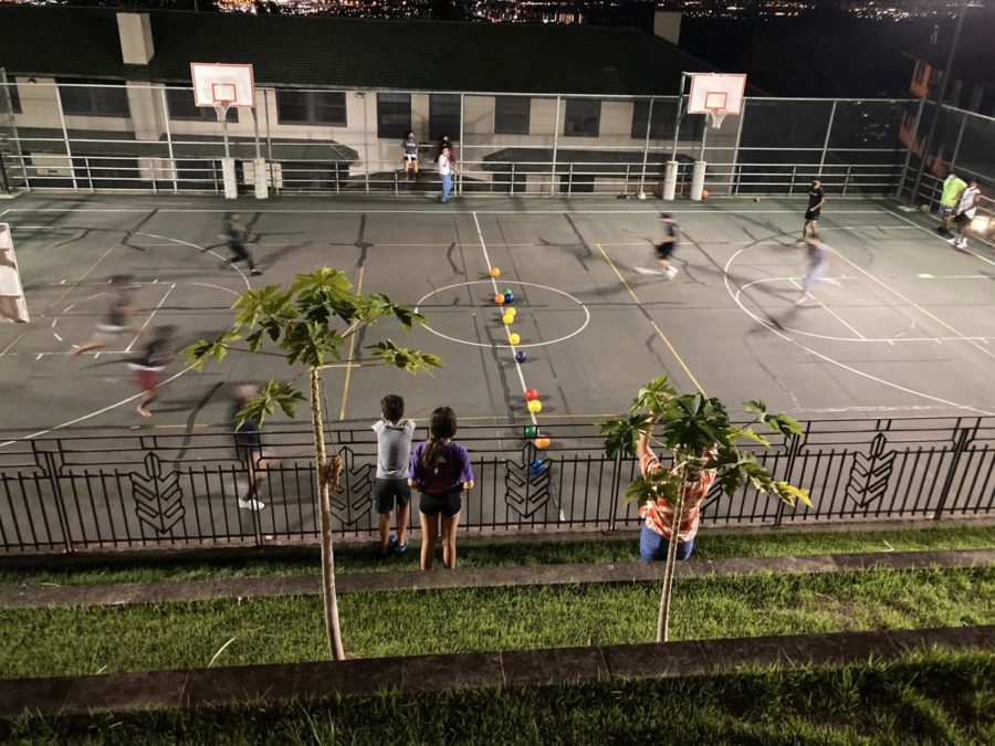 Upper and Lower class boarders take over the court in a competitive round of dodgeball.