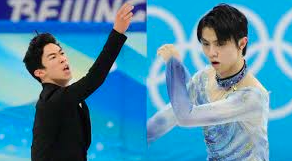 Nathan Chen (left) and Yuzuru Hanyu (right) pictured at the Feb. 9th figure skating event. PC: Nikkei Asia